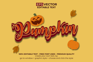 Pumpkin Text Effect Design Orange Color.