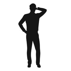 Obraz premium business man thinking pose, vector silhouette, 
