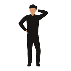 business man thinking pose, vector silhouette, 