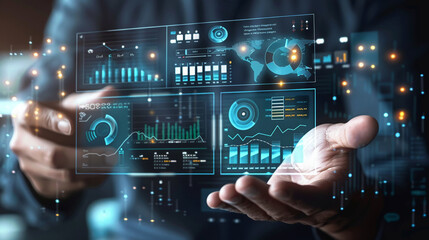 Businessman presenting quarterly investment reports with clear data visuals financial performance