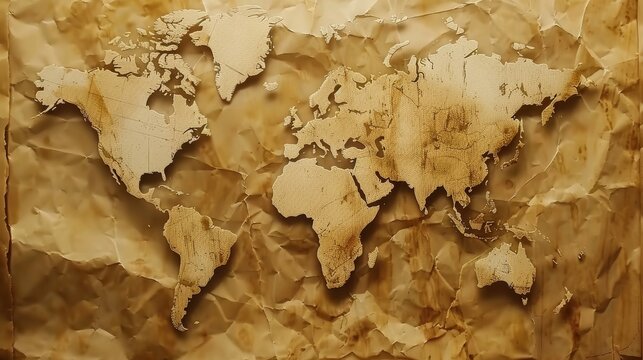 wold map in old paper  old map