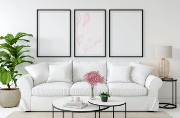 Modern Living Room Interior With White Sofa