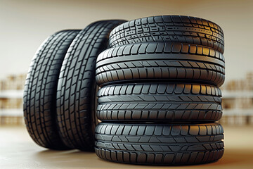 Pile of used tires, this image is suitable for poster or presentation needs