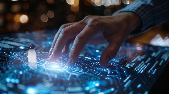 Closeup hand using computer fine-tuning AI models artificial intelligence