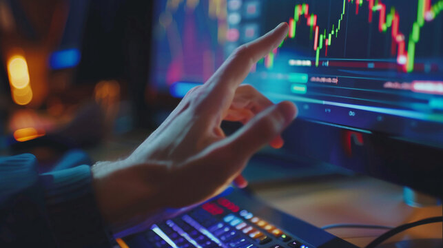Closeup hand using computer automating tasks with AI artificial intelligence