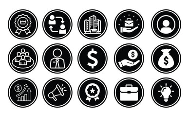 icon illustration in black and white circle