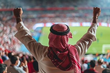ai generative arabian man watching football at stadium