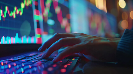 Closeup hand using computer aggregating AI results artificial intelligence