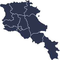 ARMENIA MAP WITH ITS REGIONS AND POLITICAL ADMINISTRATIVE DIVISIONS