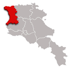 SHIRAK map REGION of ARMENIA 3d isometric map