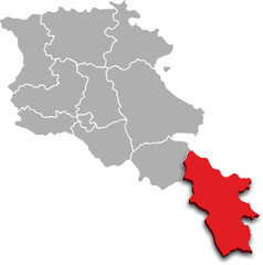 SYUNIK map REGION of ARMENIA 3d isometric map