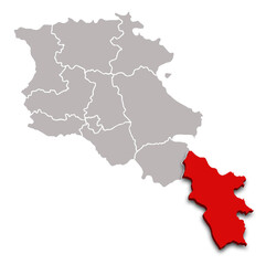 SYUNIK map REGION of ARMENIA 3d isometric map