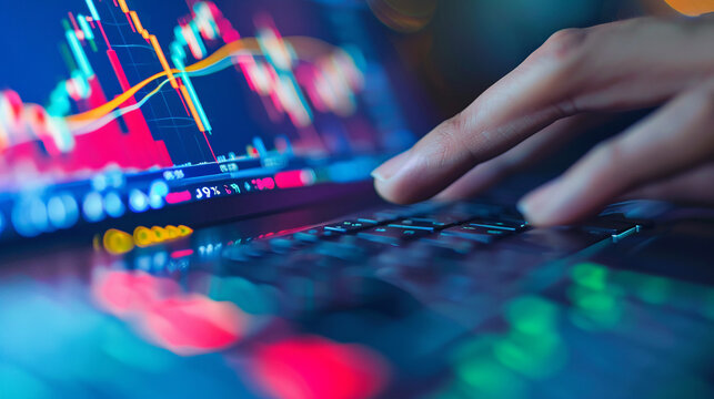 Closeup hand using computer automating tasks with AI artificial intelligence