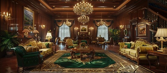 Opulent Living Room with Intricate Details