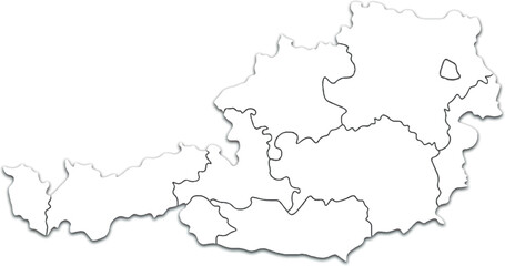 AUSTRIA MAP WITH ITS FEDERATE STATES AND POLITICAL ADMINISTRATIVE DIVISIONS