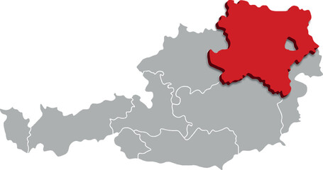 Fototapeta premium LOWER AUSTRIA map FEDERATE STATE of AUSTRIA 3d isometric map