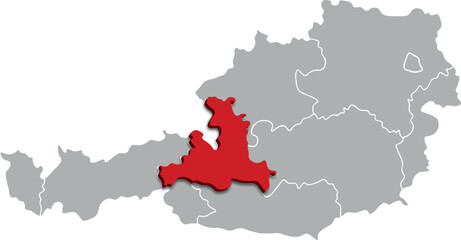 Obraz premium SALZBURG map FEDERATE STATE of AUSTRIA 3d isometric map