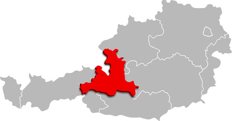 SALZBURG map 
FEDERATE STATE of AUSTRIA 3d isometric map