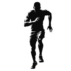 Fototapeta premium young athlete running vector silhouette, isolated white background 