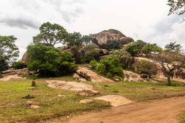 Landscape of rock paintings in Nyero, Uganda