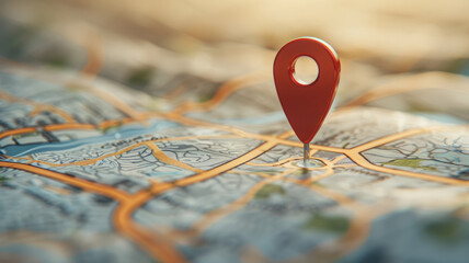 A red map pin placed on a detailed map.