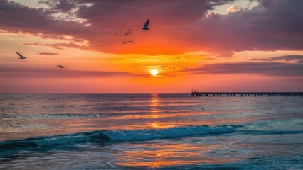 Fototapeta premium Ocean Sunset wallpaper background