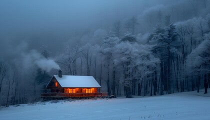 a house in the snow.