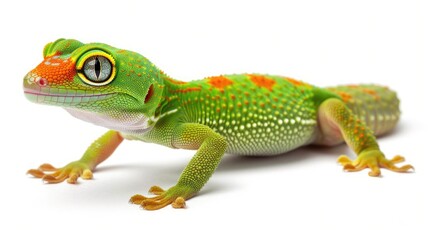 Fototapeta premium A Close-Up of a Green and Orange Gecko