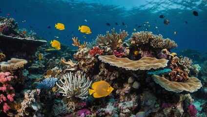 Vibrant coral reef in tropical sea
