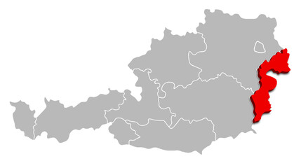 BURGENLAND map 
FEDERATE STATE of AUSTRIA 3d isometric map
