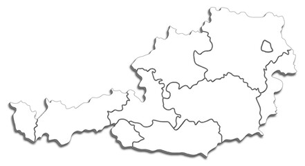 AUSTRIA MAP WITH ITS FEDERATE STATES AND POLITICAL ADMINISTRATIVE DIVISIONS