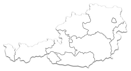 AUSTRIA MAP WITH ITS FEDERATE STATES AND POLITICAL ADMINISTRATIVE DIVISIONS