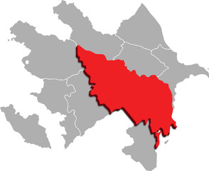 ARAN map WITH ADMINISTRATIVE DIVISIONS of AZERBAIJAN 3d isometric map
