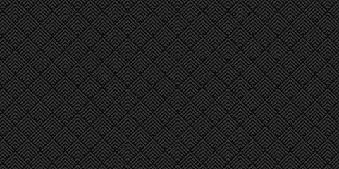 Fototapeta premium Minimal diamond vector overlapping Pattern geometric square wave line. black color seamless tile stripe geometric create retro square line pattern background.