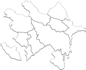 AZERBAIJAN MAP WITH ITS REGIONS AND POLITICAL ADMINISTRATIVE DIVISIONS