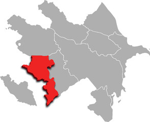 East Zangezur map WITH ADMINISTRATIVE DIVISIONS of AZERBAIJAN 3d isometric map