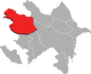 Gazakh Tovuz map WITH ADMINISTRATIVE DIVISIONS of AZERBAIJAN 3d isometric map