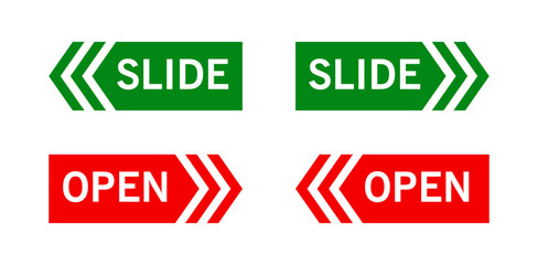 slide open label. isolated vector icon slide.