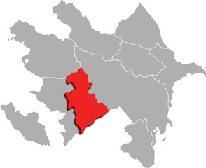 Karabakh map WITH ADMINISTRATIVE DIVISIONS of AZERBAIJAN 3d isometric map