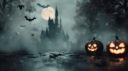 Bats Flying Under a Full Moon