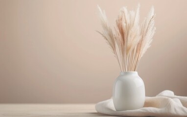 White Vase With Pampas Grass