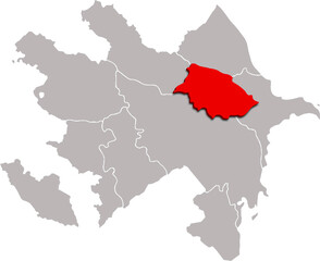 MOUNTAINOUS SHIRVAN map WITH ADMINISTRATIVE DIVISIONS of AZERBAIJAN 3d isometric map