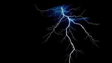 Strikingly vivid lightning bolt illuminating the dark night sky, showcasing nature's raw power and dynamic energy.