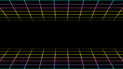 Abstract rainbow background with geometric gradient mesh grid and squares on black background, wallpaper, template