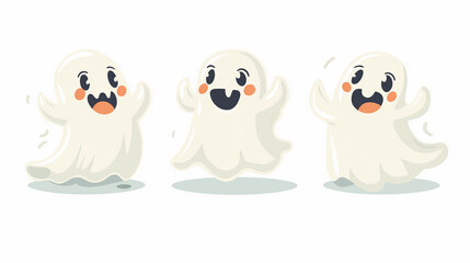 Obraz premium Little cute ghosts, Happy Halloween Flat scary.