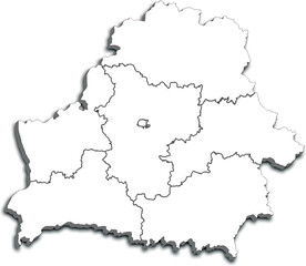 BELARUS MAP WITH ITS REGIONS AND POLITICAL ADMINISTRATIVE DIVISIONS