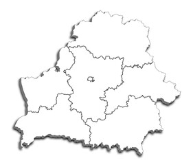 BELARUS MAP WITH ITS REGIONS AND POLITICAL ADMINISTRATIVE DIVISIONS
