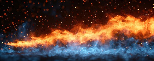 a vertical background of fire and fog on a flickering black background