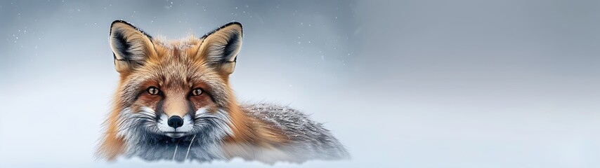 Obraz premium A photorealistic image of a majestic red fox in its natural habitat with a caption reading 
