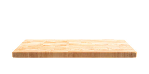 Selective focus.end grain wood table,counter top with transparency background.for design